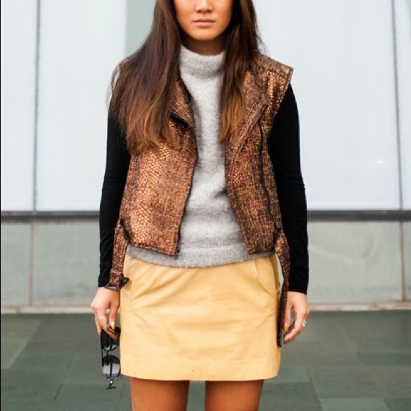 ALICE & OLIVIA Metallic Moto Vest - Picture 2 of 12